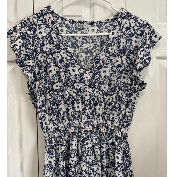 Rails Tara Navy Blue and White Lined Floral Dress Size Medium - Picture 3 of 9